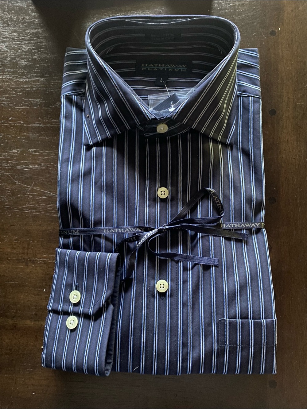 Hathaway Navy Stripe Dress Shirt